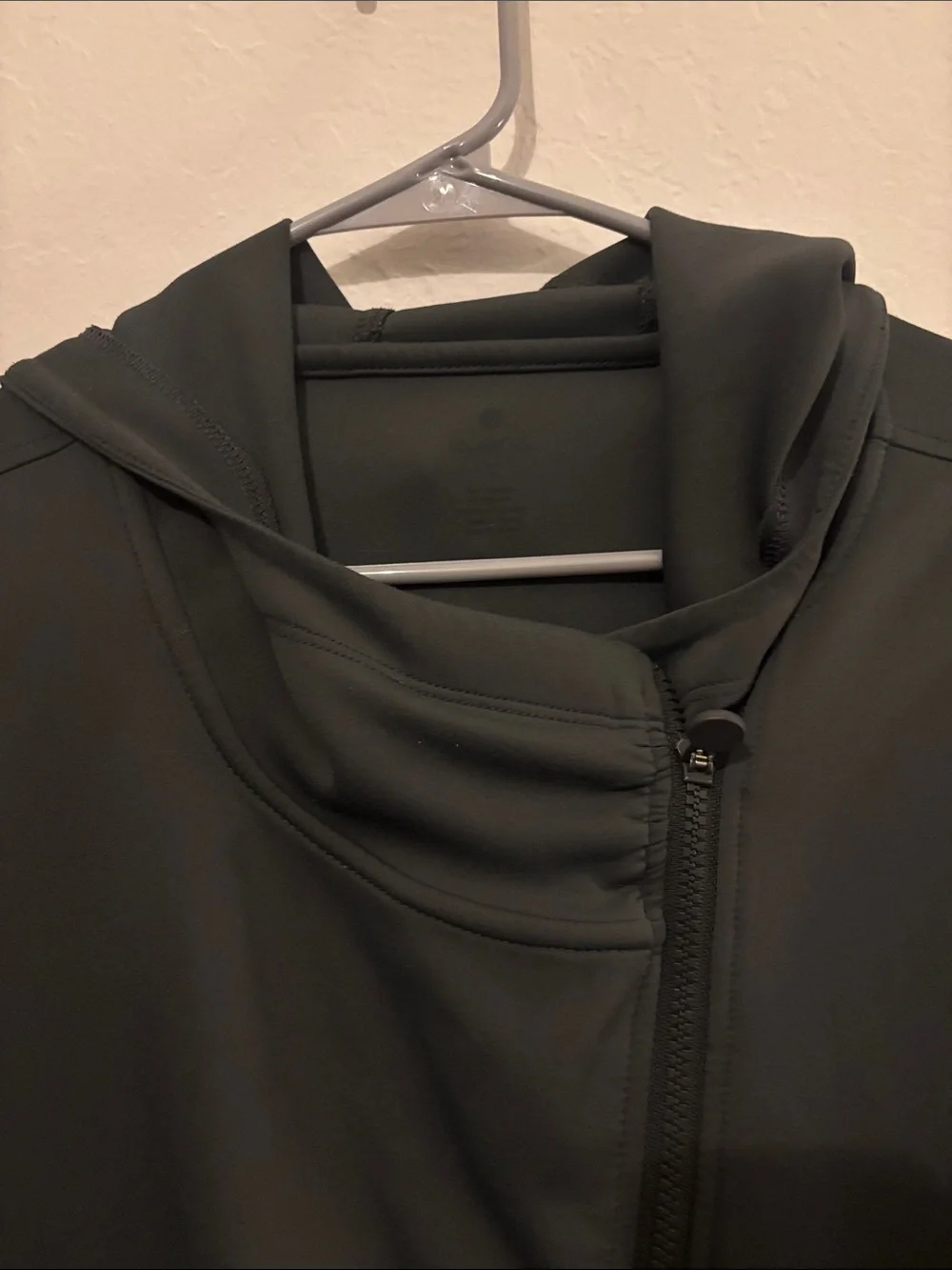 Apana Dark Green Hooded Asymmetric Zip Utility Jacket